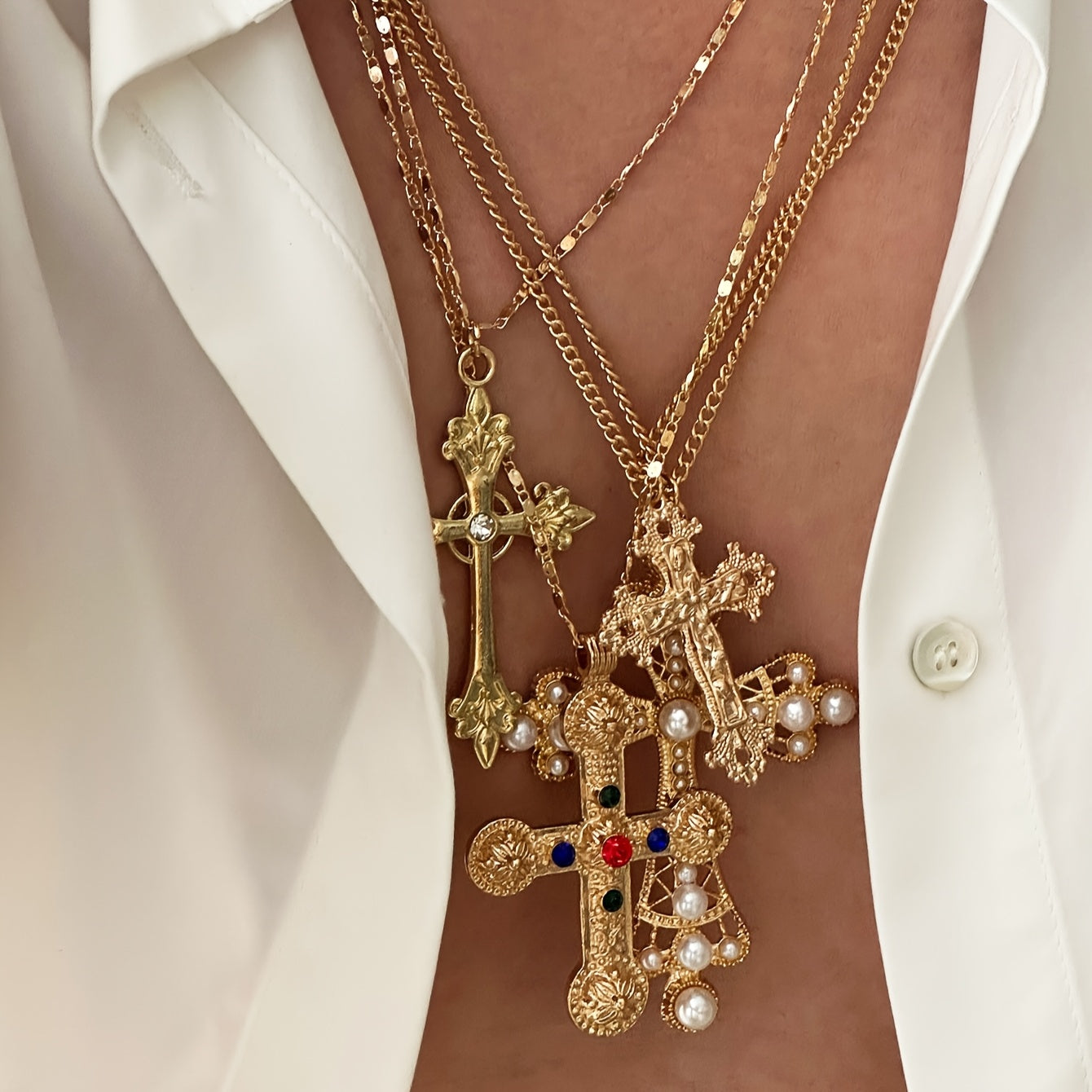 4pcs/Set Vintage Men'S Necklaces