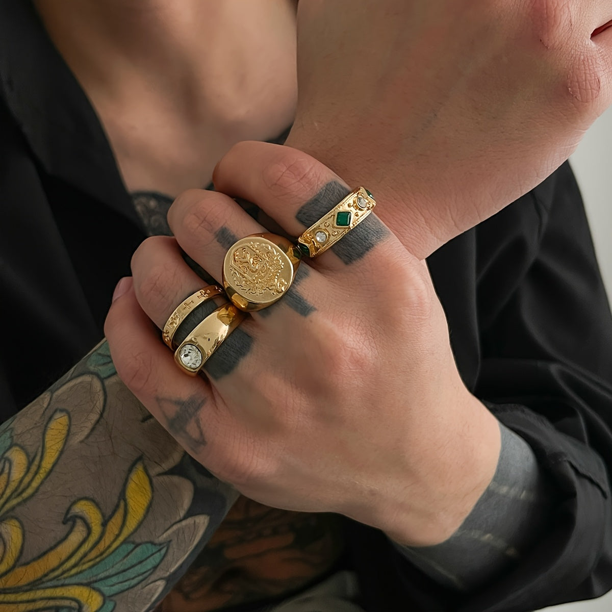 Set of 4 Stylish Rings for Men l