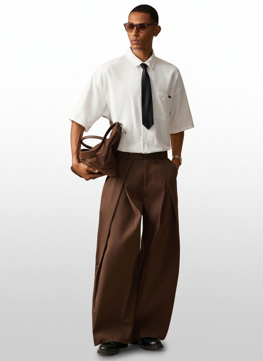 Men's Woven Casual Shirt With Necktie