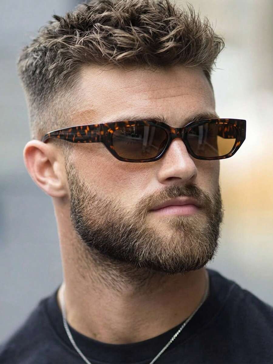 Men's Leopard Print Cat Eye Frame Vintage Glasses