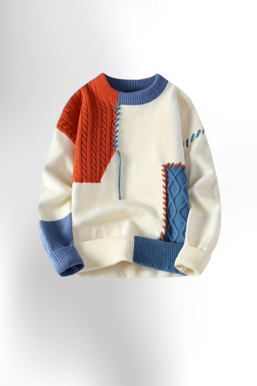 Color Block Round Neck Sweater