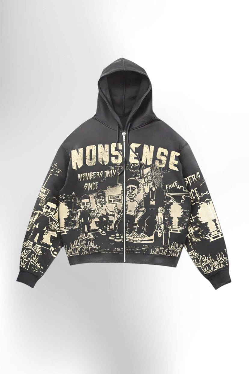 Men's Casual Cartoon Print Hoodie