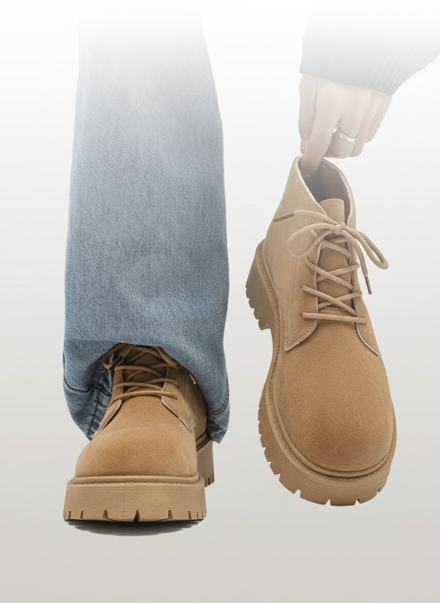Men's Round Toe Thick Sole High-Top Ankle Boots