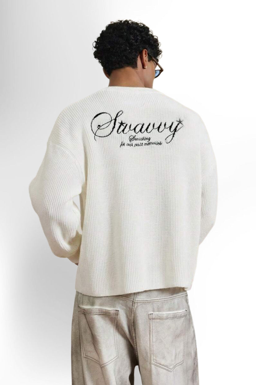 Men's Embroidery Dropped Shoulder m Casual Sweater