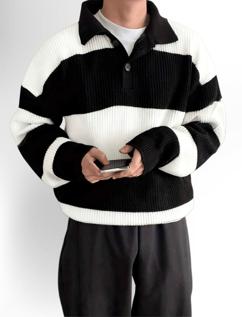Men's Business Casual Striped Pullover Knit