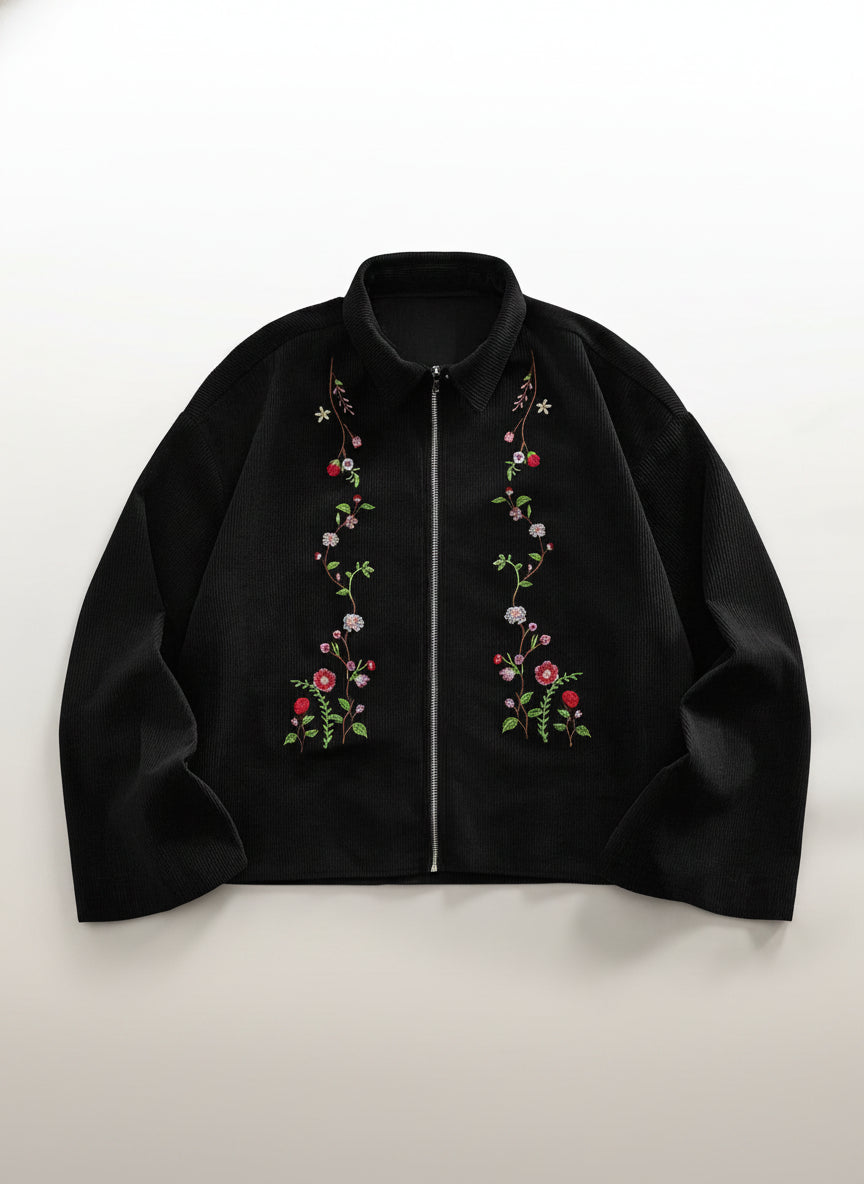 Men's Floral Embroidered Collar Jacket